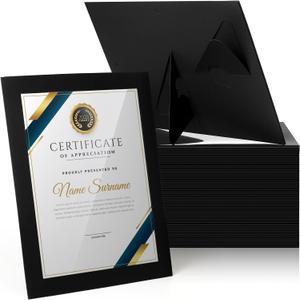 Tatuo 8.5 x 11 Paper Picture Frames Document Horizontal Paper Award Certificate Holders Display Gallery Wall Frame Art with Easel Photo Certificates Degree Diplomas(Black,60 Pcs)