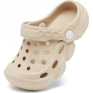 ChayChax Kid's Garden Clogs Cute Slides Sandals Toddlers Beach Pool Shower Shoes with Non-Slip Sole (Beige)