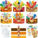 Fancy Land 24 Pack DIY Turkey Craft Kits Kids Thanksgiving Turkey Hats Create Your Own Turkey Crowns Headband for Kids Adults Classroom VBS Party Supply