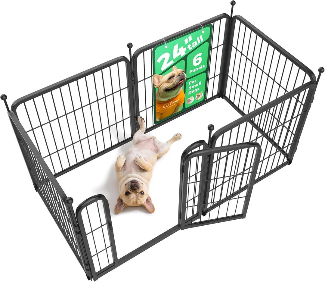 FXW Rollick Unleashed Dog Playpen for Indoor, Yard, RV Camping, 24 inch 6 Panels for Small and Puppy DogsPatented