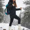 ASPO Women's Long Winter Coats Waterproof Warm Puffer Down Jacket Fleece Lined Parka with Faux Fur Removable Hood (Black, M)