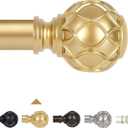 TANGWIN Gold Adjustable Curtain Rods for Windows:72-144 Inch Farmhouse Heavy Duty Long Curtain Rod for Bedroom Living Room,Boho Decorative Rustic Drapery Rods with Vintage Coastal Finials,Brass Gold
