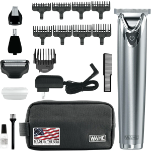Wahl USA Stainless Steel Lithium Ion 2.0+ Beard Trimmer for Men - Electric Shaver & Nose Ear Trimmer - Rechargeable All in One Men's Grooming Kit - Model 9864SS 