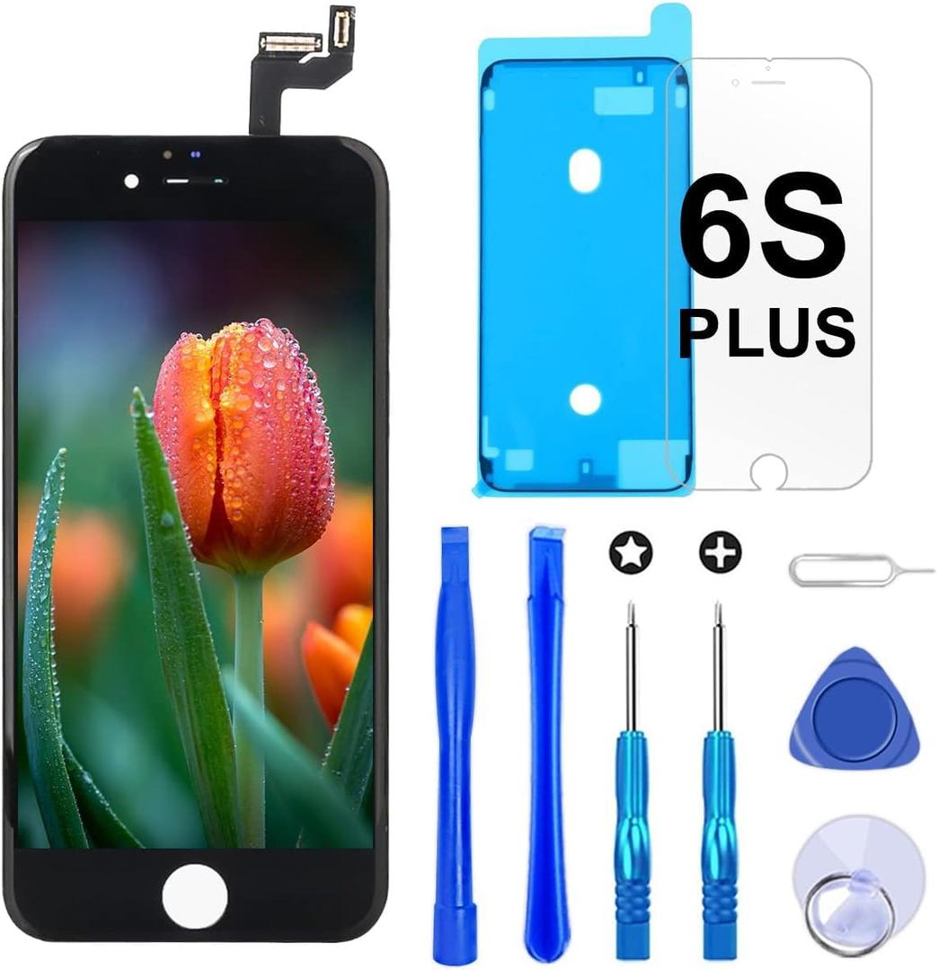 Brinonac Screen Replacement for iPhone 6s Plus 5.5 inch LCD Digitizer Touch Screen LCD Replacement Screen Frame Assembly Full Set with Tools and Screen Protector (Black)