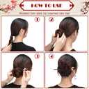 WILLBOND 6 Pcs Chinese Hair Sticks Japanese Vintage Wooden Chopsticks Accessories for Women Asian Floral Stick Classic Retro Tassel Flower Pins Handmade for Long Hanfu Hair(Red Blossom Tassel)