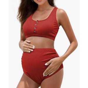 High Waist Maternity Swimsuit Two Piece Pregnancy Swimwear Bikini Bathing Suits for Women Maternity Swimsuits 2XL