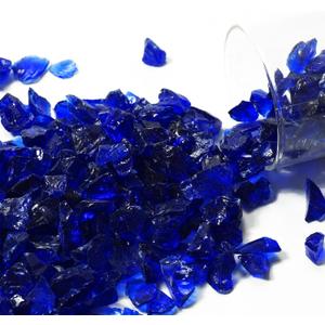 2 x 1 Lb Dark Blue,Large Crushed Sea Glass,Sea Glass Decor,Irregular Glass Rocks for Tabletop Fountain Fillers,Aquarium,Fish Turtle Tank Decorations,DIY Crafts,Flowerpot Decoration