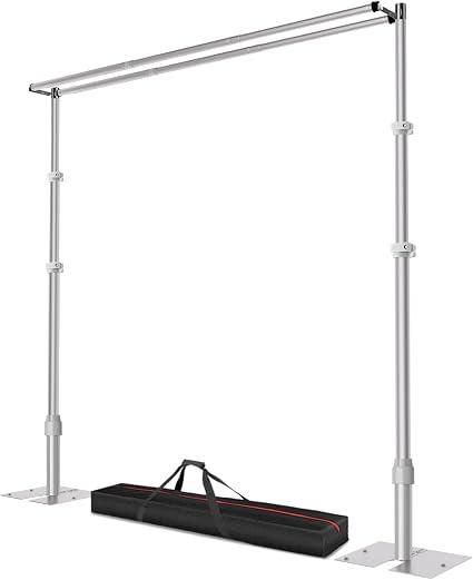10x10ft Pipe and Drape Backdrop Stand, Double Crossbar, Heavy Duty Adjustable Background Frame with Metal Base for Parties Photography Wedding Photoshoot Decoration