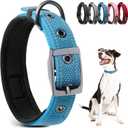 PetiFine Dog Collars for Medium Dogs, Neoprene Padded and Adjustable, Reflective Wide Heavy Duty Pet Collars with Durable Metal Belt Buckle for Walking, Blue, M