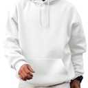 JMIERR Men Sweatshirts Front Collar Comfy Simple Plain Long Sleeve Drawstring Hoodies for Men with Pocket Pullover Casual Fashion Winter Autumn Shirt Big and Tall Sweater White 3XL