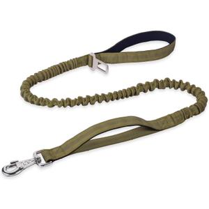 BUMBIN 6Ft Dog Leash, Bungee Dog Leash with 2 Handles, Heavy Duty Leashes for Medium Small Dogs, No Pull Shock Absorbing with Car Seat Belt for Training, Green