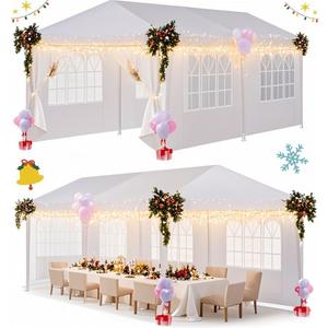 HOTEEL 10x20FT Party Tent Outdoor Large Canopy with 6 Removable Sidewalls, 2 Zipper Doors, 12 Ropes and 24 Stakes for 20-30 People, Carpas para Fiestas for Wedding Patio Backyard, White