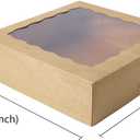 ONE MORE [25pcs] 9inch Kraft Brown Bakery Boxes, Large Pie Boxes with PVC Window Natural Disposable box for Cookie 9x9x2.5inch,25 of Pack