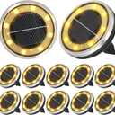 ZAIYW 12 Pack Solar Ground Lights Outdoor Waterproof Pathway Lights Solar Powered Disc Landscape Lighting for Garden Lawn Yard Walkway Deck Decoration (Warm White)