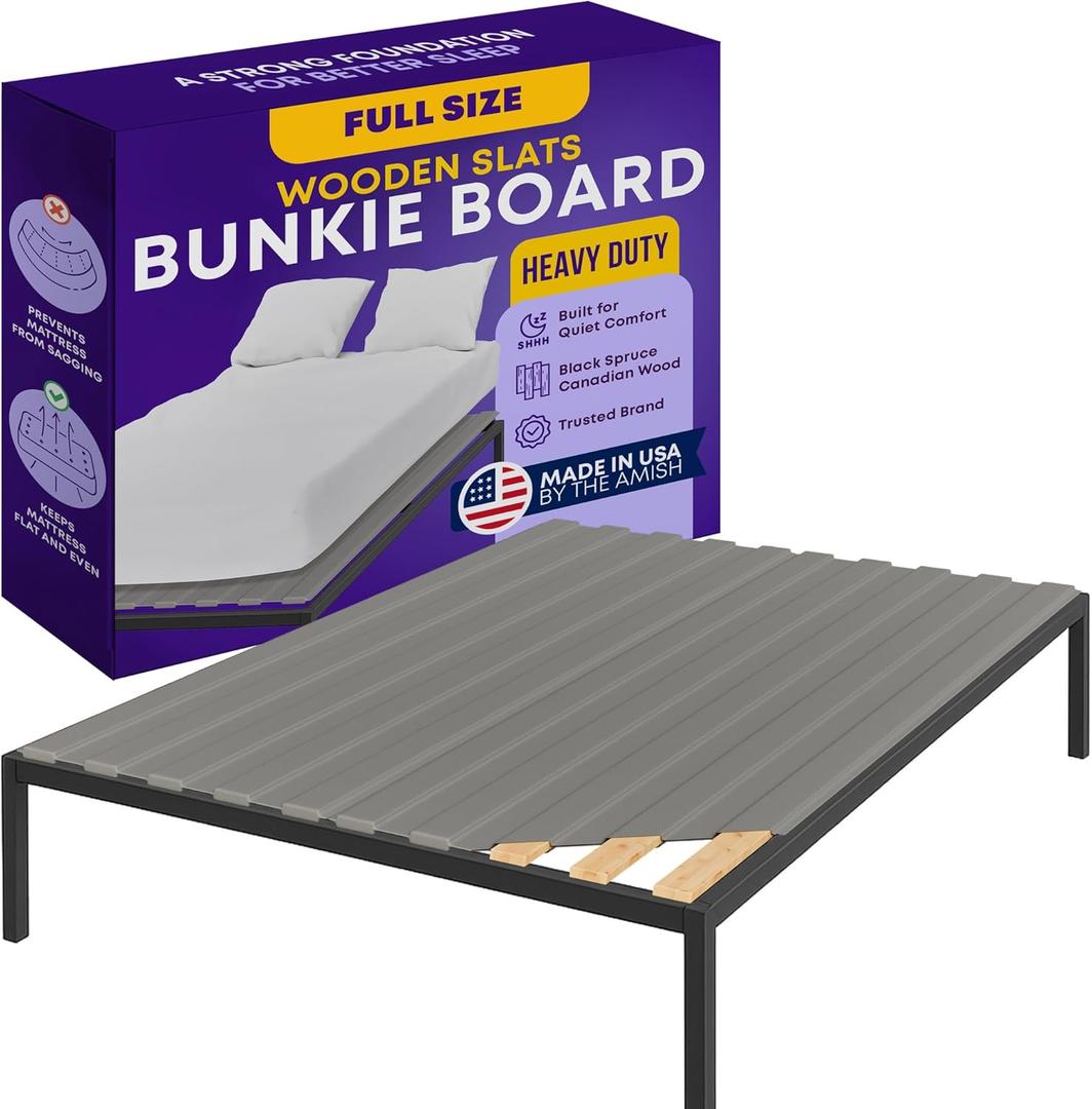 Greaton, Wooden Full Bed Slats for Support Under Mattress with Cover  Replacement Wood Slats for Full Size Bed Frame  Under Mattress Support Without Extra Height  3.38-Inch Standard Width