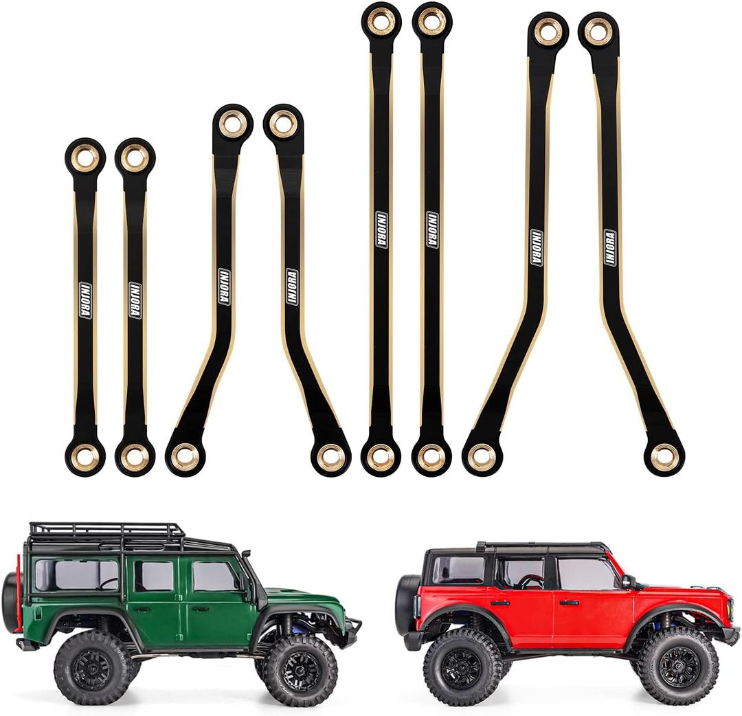 INJORA High Clearance Chassis Links Set Brass Black Coating Link for 1/18 TRX4M Defender Bronco Upgrade Parts RC Crawler, 42g