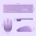 Wireless Keyboard and Mouse Combo - seenda Full Size 2.4G USB Wireless Keyboard Mouse Set, Quiet Cordless Computer Keyboard Mouse for Windows, Laptop, PC - Purple