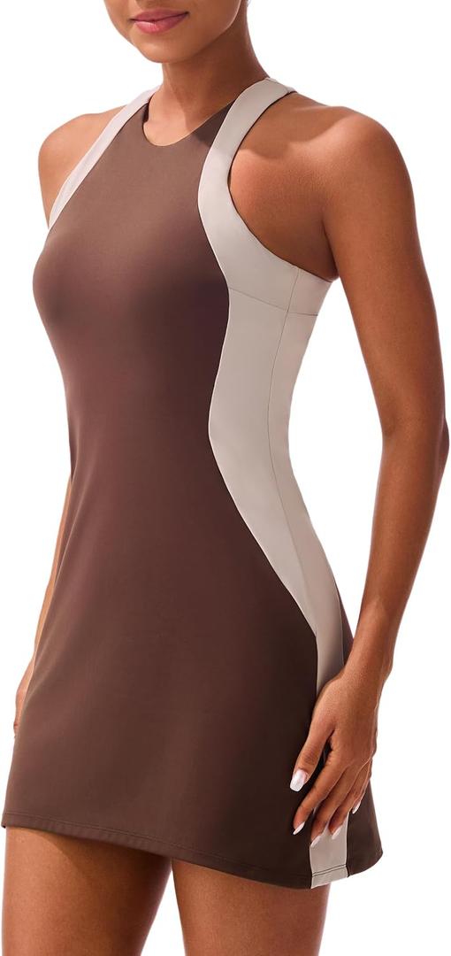 JOYSPELS Athletic Tennis Golf Dress for Women with Built-in Bra & Separate Shorts Spring Summer Dresses, L