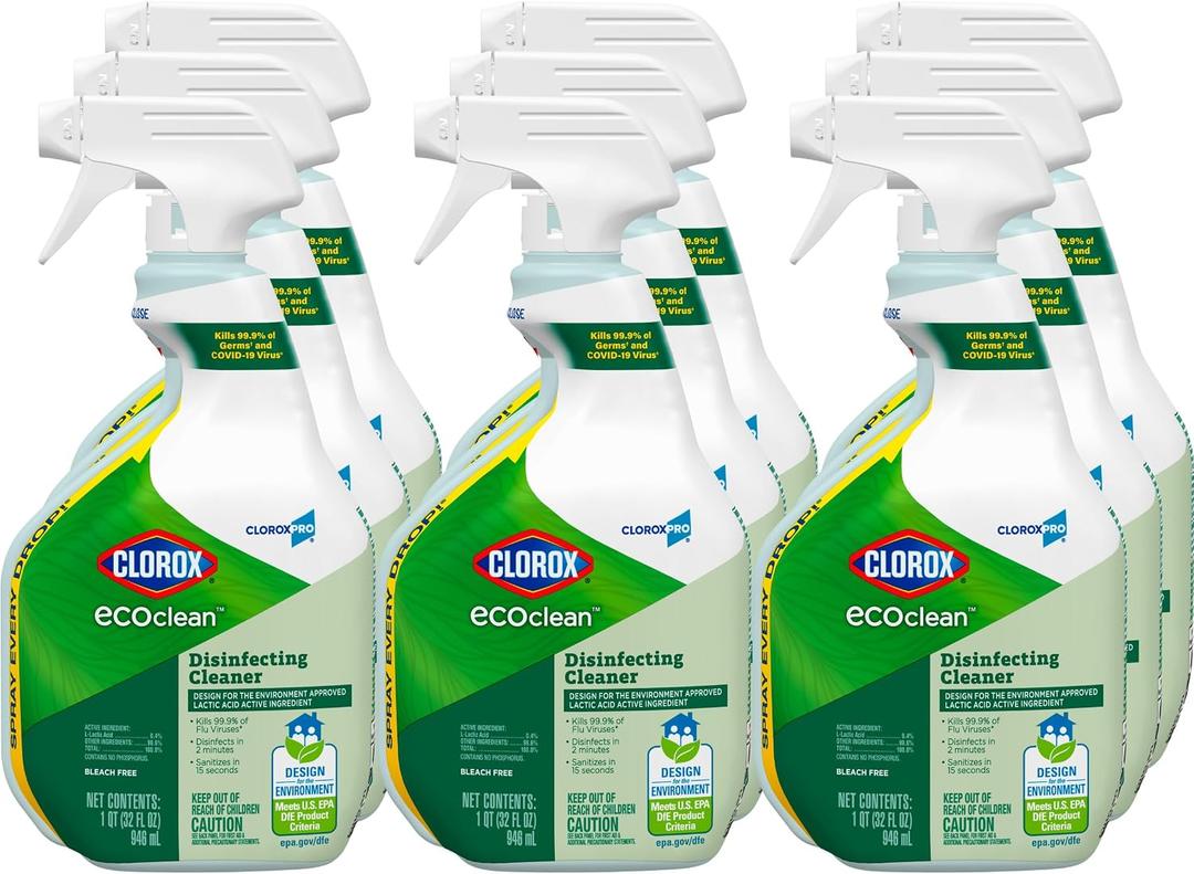 CloroxPro EcoClean Disinfecting Cleaner Spray Bottle, 32 fl. oz., 9 Pack