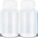 4oz/120ml Squeeze Bottles Wide Mouth Plastic Bottles with Lids, Graduated Food Grade PP Sample Containers for Water Sample Lab Reagent Liquid Medicine Storage (Clear, 4 Pcs)