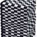 Jacquotha Washcloths 12 Pack Checkered - Wash Cloths for Showering (13"x13") in Black, Multi-Purpose Bathroom Face Cloths, Soft and Quick Dry