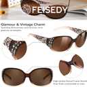 FEISEDY Women's Polarized Sunglasses Wrap Around Rhinestone Design Fashion Sunnies UV400 Protection B1091, Gradual Tea Frame & Tea Lens
