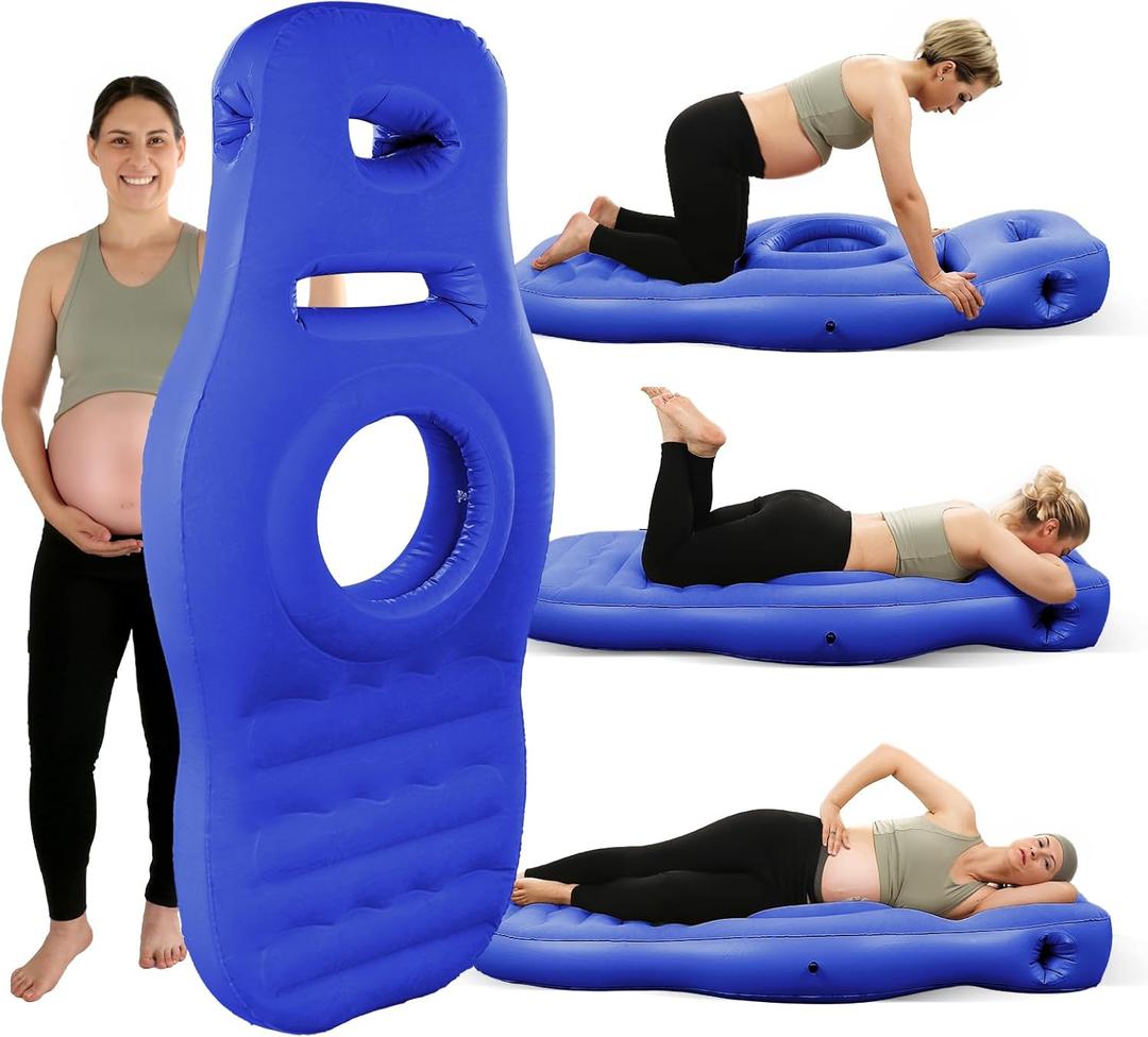 Inflatable Full Body Pregnancy Pillow, Full Body Maternity Airbed with Belly Hole for Comfort  Best Prone Sleeping Support for Pregnant Women  Portable, Adjustable & Travel-Friendly, Blue