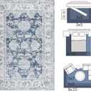 jinchan Fiora Floral 2x3 Rug for Entryway - Vintage Washable Area Rug Ultra-Thin Low Pile Soft Small Non Slip Distressed Indoor Door mat Accent for Entrance Kitchen Bathroom Bedroom (2x3ft, Dark Blue)