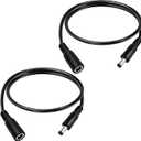 1.6FT 12V DC Power Extension Cable 5.5mmx2.5mm 18AWG Male to Female Extension Cable Barrel Connector for CCTV Surveillance Camera LED Light Bar Router Projector Printer 2PCS