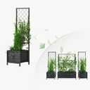 Zhongma 15.75 x 15.75 x 55 in Raised Garden Bed with Trellis,Heavy Duty Plant Box for Climbing Plants with Drainage Hole, Metal Lattice Planter Gardon Box with Inner Fabric Liners.