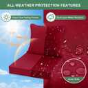 Summsun Waterproof Patio Cushions for Outdoor Furniture, Fade Resistant Back Pillow and Seat Cushion Set for Couch Replacements, 24 x 24 Inch, Red, Set of 4