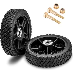 ASDFGHT Lawn Mower Wheels 6 Inch (2-pack) Fits Most Standard push Lawn Mowers, Inner and outer bearing structure - Includes Bolts, Nuts.