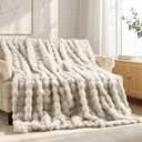 Wajade Fluffy Faux Fur Throw Blanket for Couch Bed 50x60, Luxury Soft Thick Fuzzy Plush Bubble Blanket, Warm Cozy Blanket for Sofa Chair Linen