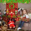 Christmas Door Cover 6.6 x 6.33 ft Fake Fireplace Backdrop Banner Red Wall Backdrop Xmas Hanging Banner Porch Sign for Indoor Wall Outside Front Door Winter Holiday Xmas Party Supplies