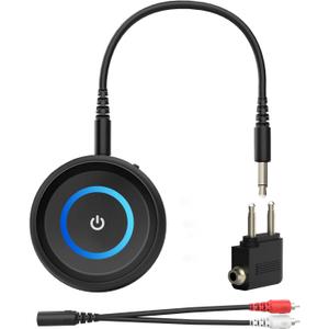 Bluetooth 5.3 Transmitter for TV/Airplane, 2-in-1 Bluetooth Transmitter Receiver for Home Stereo/Speakers/Headphones/PC/Car, Wireless Adapter w/3.5mm AUX/RCA Jack, Dual Link, Low Latency,16H