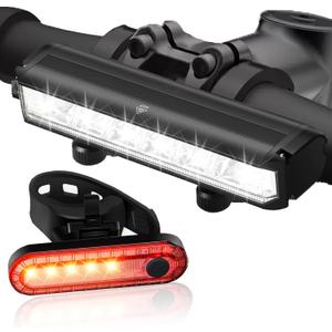 Bright Bike Light Set for Night Riding, LED Bicycle Light High Beam Low Beam, USB-C Rechargeable Bicycle Headlight Set, Waterproof Bike Headlight and Taillight for Adult Kid Mountain