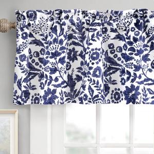 DriftAway Julia Lined Valance Double Layer Thermal Insulated Room Darkening Blackout Valances 3 Inch Rod Pocket Window Valance for Bathroom Living Room, 52 Inch by 18 Inch, Navy