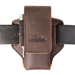 Topstache Leather Multitool Sheath for Belt - Multitool Holder - EDC Belt Organizer - Two Magnetic Closure - Darkbrown