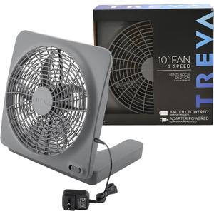 O2COOL Treva 10-Inch Portable Desktop Air Circulation Battery Fan, 2 Speed, Compact Folding & Tilt Design, with AC Adapter (Graphite)