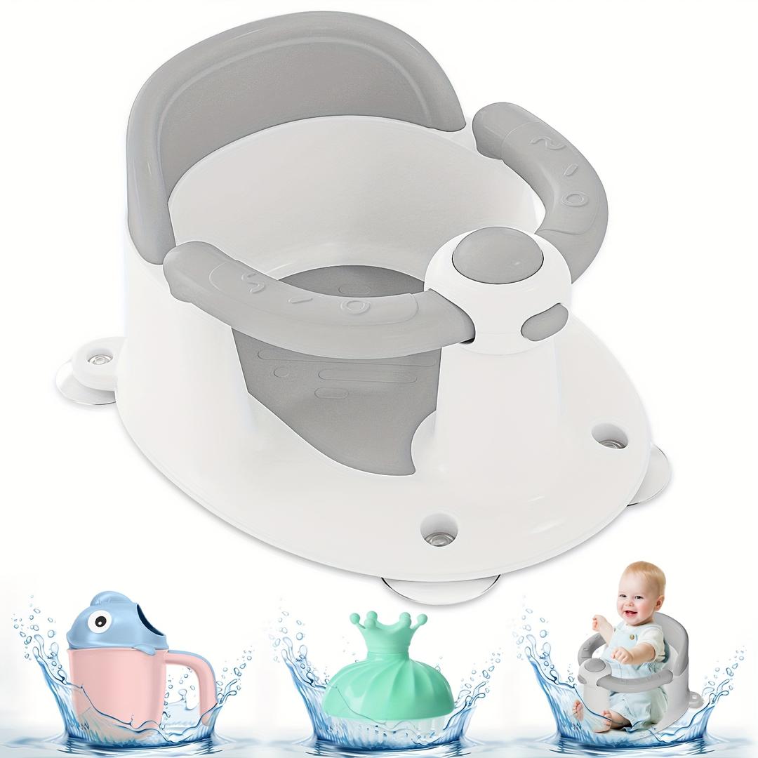 Baby Bath Seat for Babies 6 Months & up, Non-Slip Toddler Bath Seat for Baby & Newborn, Sit Up Bath Seat for Baby,Grey