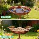Metal Bird Bath with Solar Fountain for Outdoors, 13" Detachable Bowl & Stable 5-Prong Base Stake, Antique Bronze Birdbath for Garden Yard Patio Decor