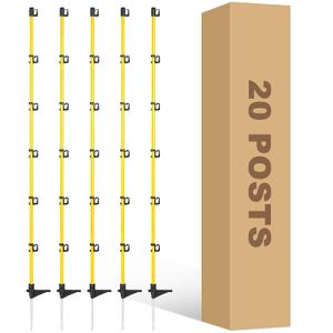 50 Inches Fiberglass Step in Electric Fence Posts,Temporary Fence Stakes for Cows,Sheep and Animals Fence,Snow Fence, Garden Protection,Portable Fence Ideal for Electric Fencing-20 Posts