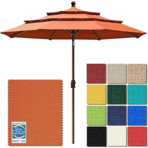 EliteShade USA 10-Year-Non-Fading 9ft 3-Tier Market Patio Umbrella, Commercial Grade Outdoor Table Umbrella with Crank Open, Windproof & UPF 50+ UV Protection, Heavy Duty Ventilation for Garden, Deck, Pool, Backyard, Beach & Bistro, Rust