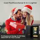 All-in-one Torch Lighter with V Cutter, Punch, Needle, Holder and Triple Jet Flames, Butane Windproof Lighter for Candles, Outdoor, Versatile Accessories with Gift Box for Men (Without Butane)