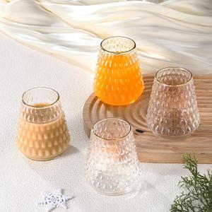 4 Pcs Christmas Tree Glass Cups Gold Rim Glassware Clear Coffee Tea Milk Cups Christmas Holiday Gifts Accessories for Party New Years Cheer Winter Gift