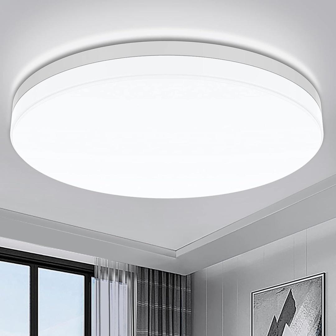 Airand LED Flush Mount Ceiling Light 5000K Daylight LED Ceiling Light Fixture 9.5 Inch 18W 1650LM Bathroom Ceiling Light Waterproof Round LED Ceiling Lamp for Kitchen, Bedroom, Hallway, Living Room (Daylight White / Cold White)