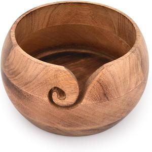 NIRMAN Wooden Yarn Bowl Portable Knitting Yarn Bowl Christmas Gifts for Women Knitting Crochet Knit Picker Yarn Bowl (7" x 7" x 4'')