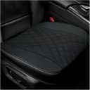 Car Front Seat Cover, 21"22" Luxury PU Leather Auto Seat Protection Cover, Comfortable Anti Slip Front Bottom Seat Cushion with Full Wrap, Universal Car Accessories (Black)