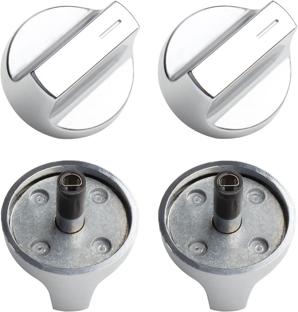 4-Pack Stove Knobs & Gas Range Oven Knob W11517334 - Stainless Steel Replacement for Whirlpool WEG515S0FB0/WEG745H0FS0, Replaces W11122869/W10850033 - Durable Gas Range Knobs