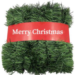 50FT Green Artificial Christmas Garland with Bendable Metal Wire, 2 Pack Non-Lit Soft Pine Greenery Garland for Indoor or Outdoor Decor, Holiday Wedding Party Decoration for Stairs Mantle Door